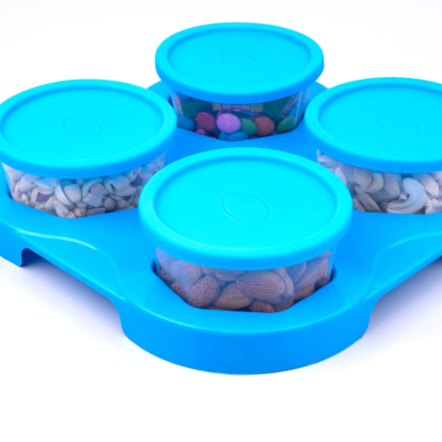 5849 Airtight Container Jar 4 Pc Set With Stylish Tray for Kitchen Unbreakable Jar Set for Multipurpose Storage ( Mukhwas Dani ) 5849 Airtight Container Jar 4 Pc Set With Stylish Tray for Kitchen Unbreakable Jar Set for Multipurpose Storage ( Mukhwas Dani )
